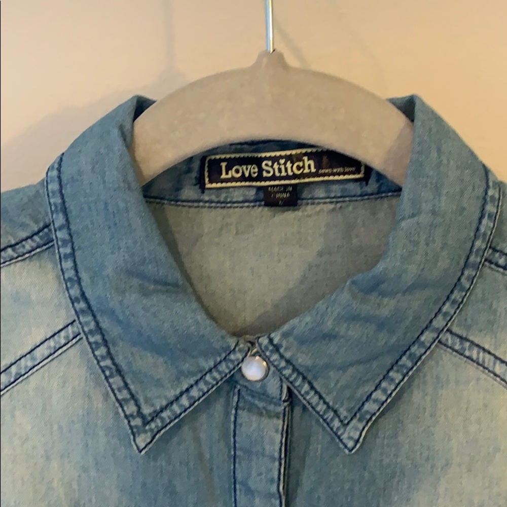 Chambray Denim Button-Down Top - image 3